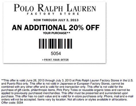 ralph lauren factory store printable coupon